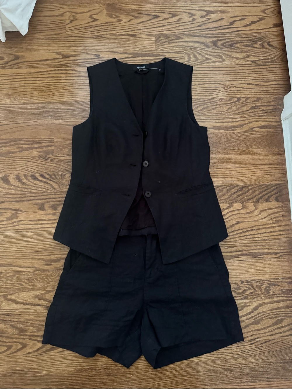 Madewell Sleeveless Black Vest & Shorts Set